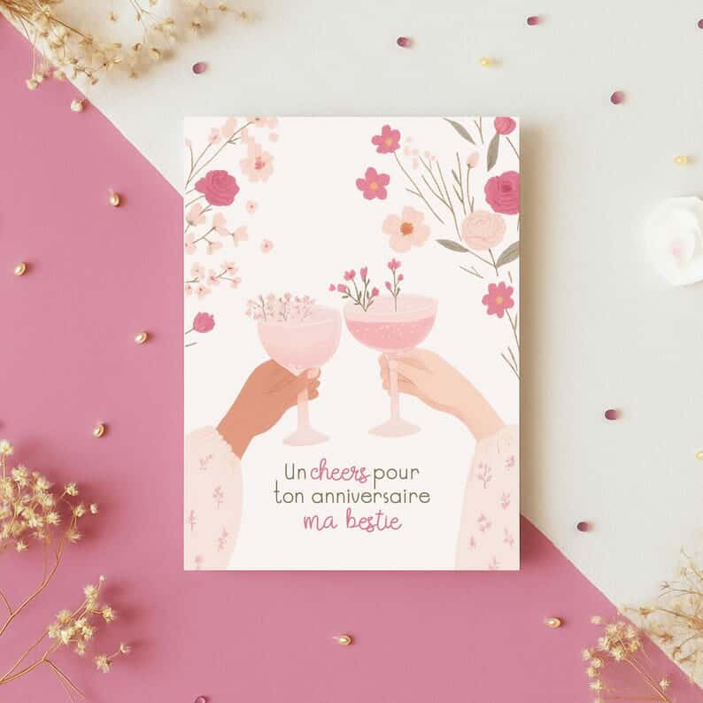 Carte de souhait d’anniversaire Bestie