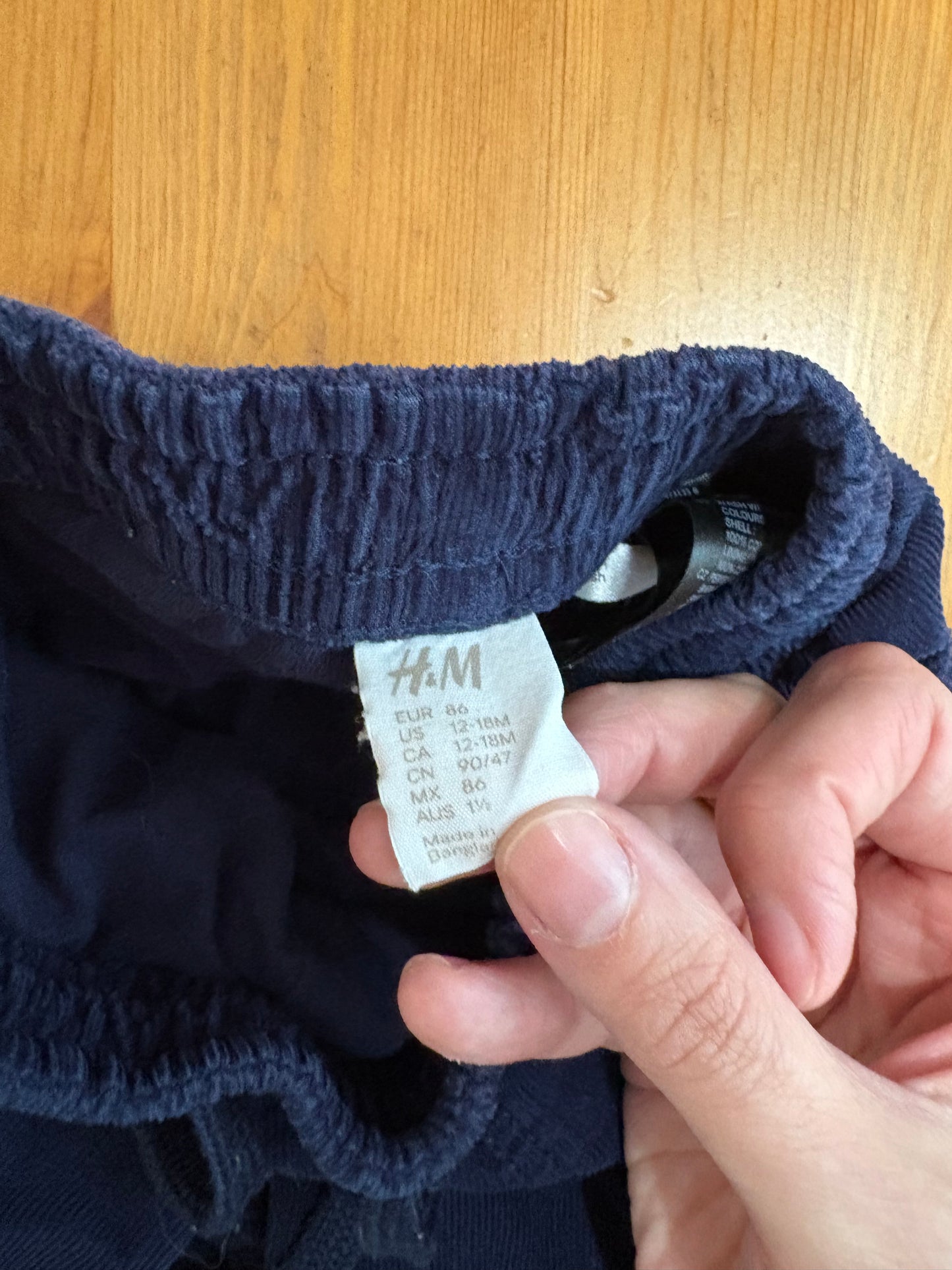 Pantalon en velour doublé h&m 12-18 mois