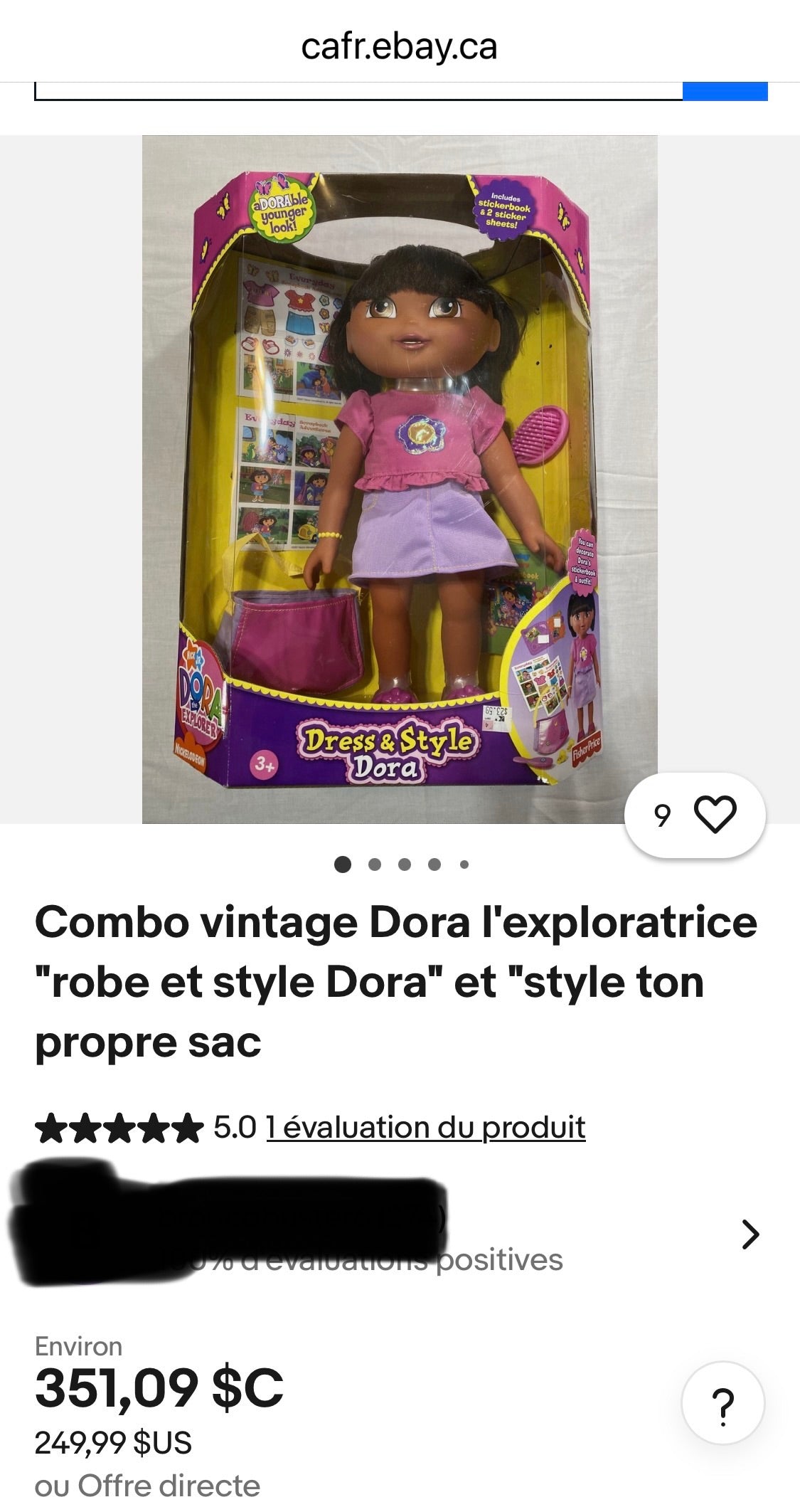 RARE Dora l’exploratrice dress and style VINTAGE 2007 valeur entre 30-40$