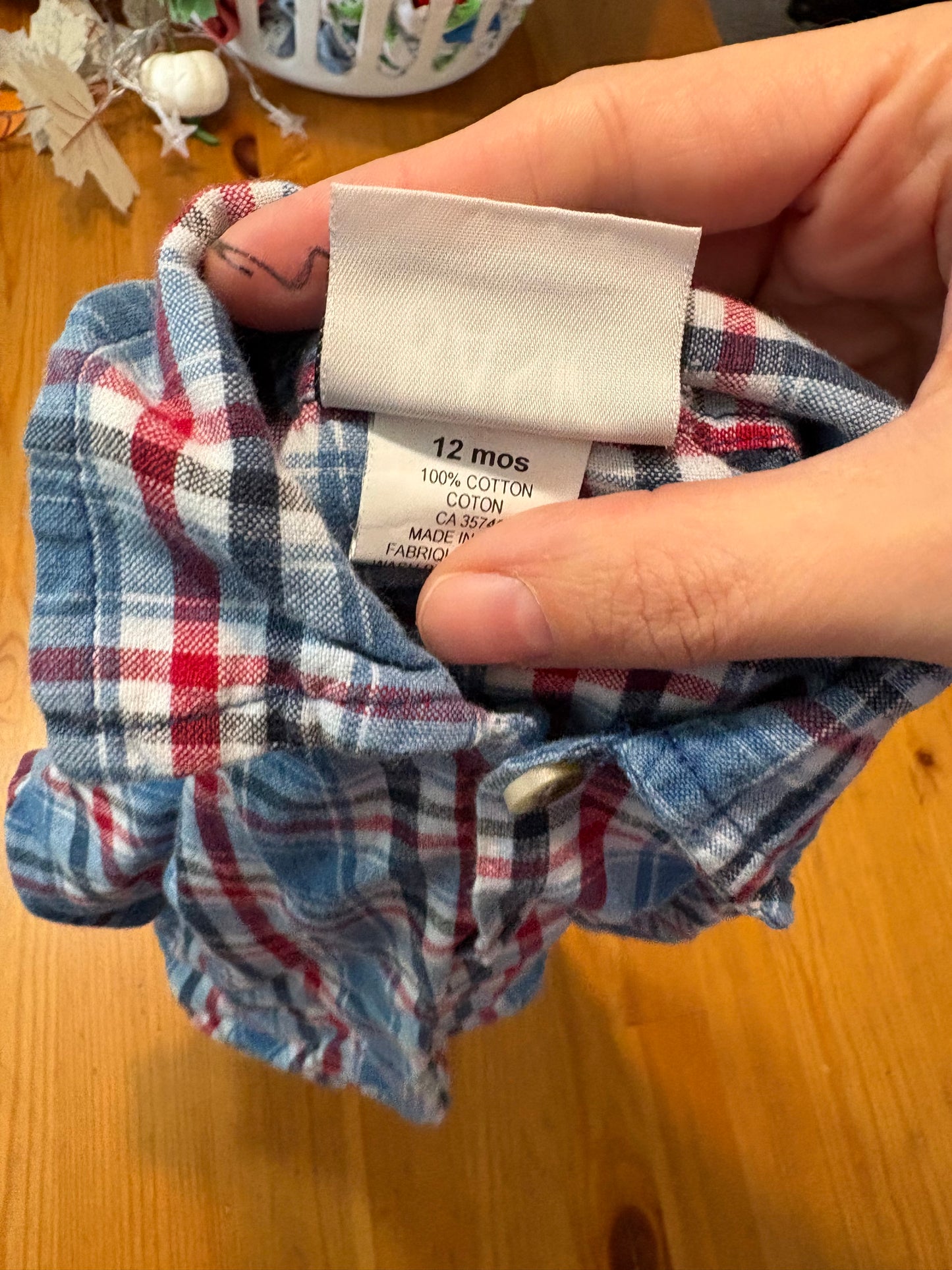 Chemise manche courte basic 12 mois