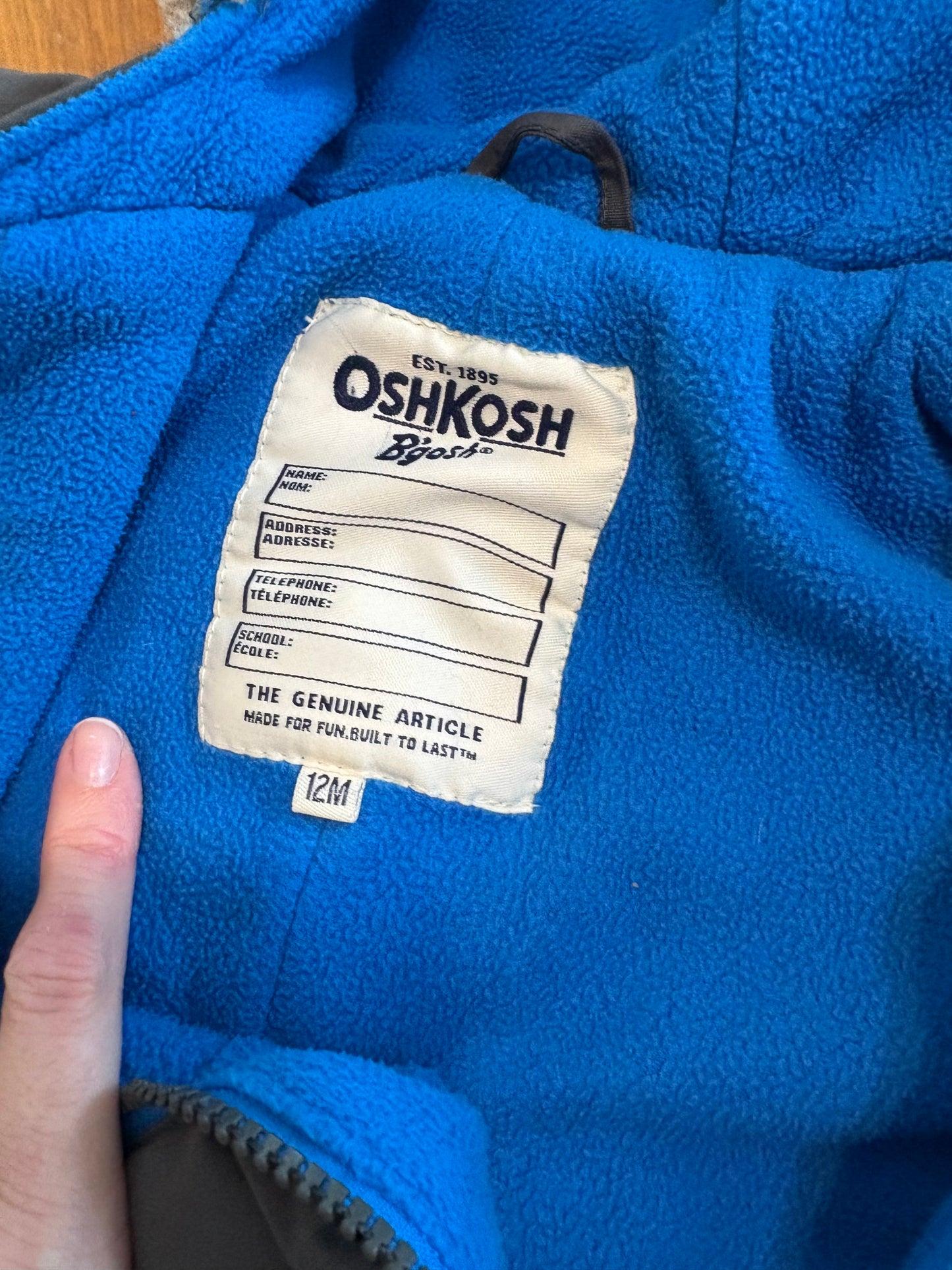 Manteau hiver oskosh 12 mois comme neuf