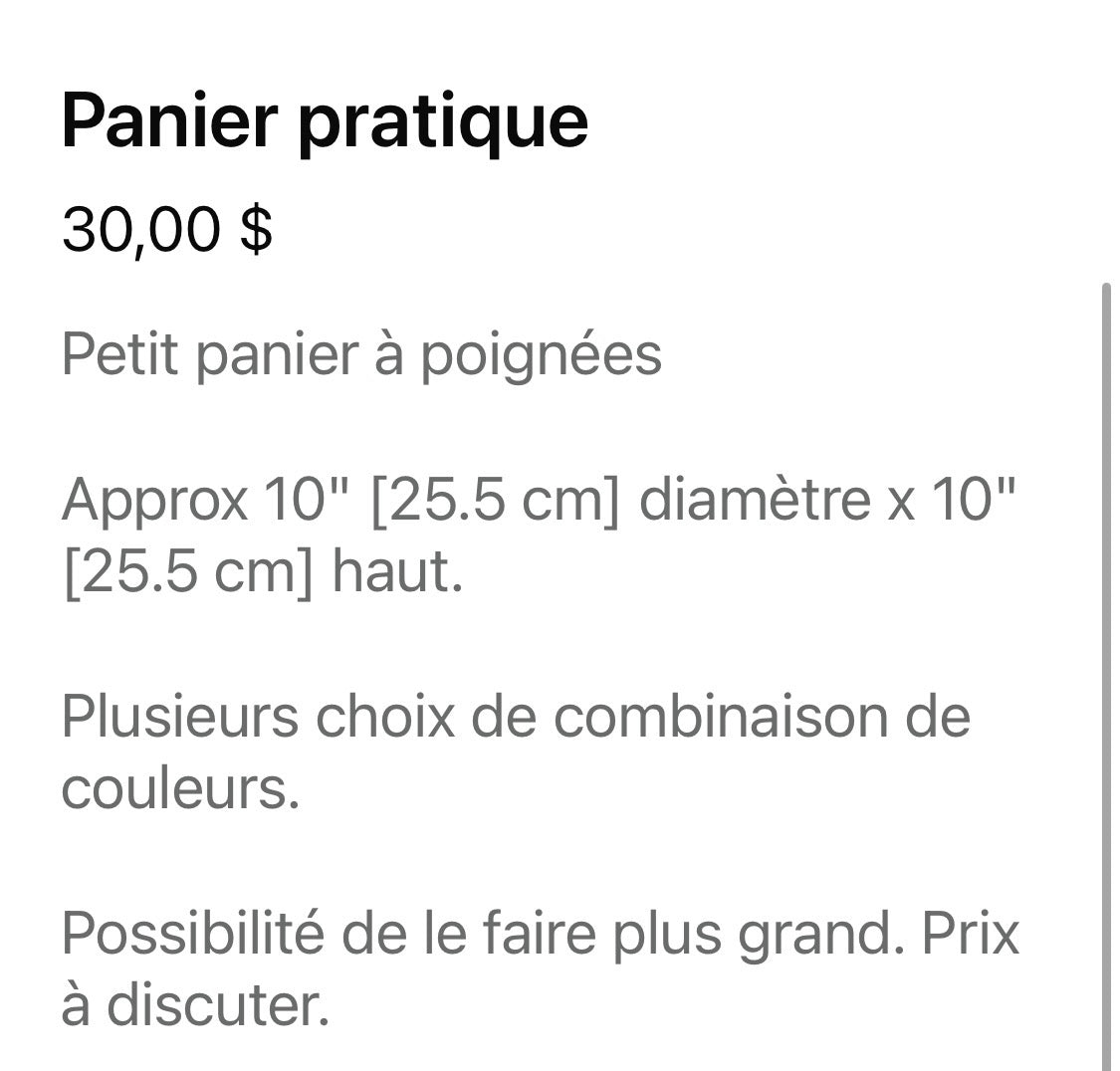 Panier pratique *info photo 2 *
