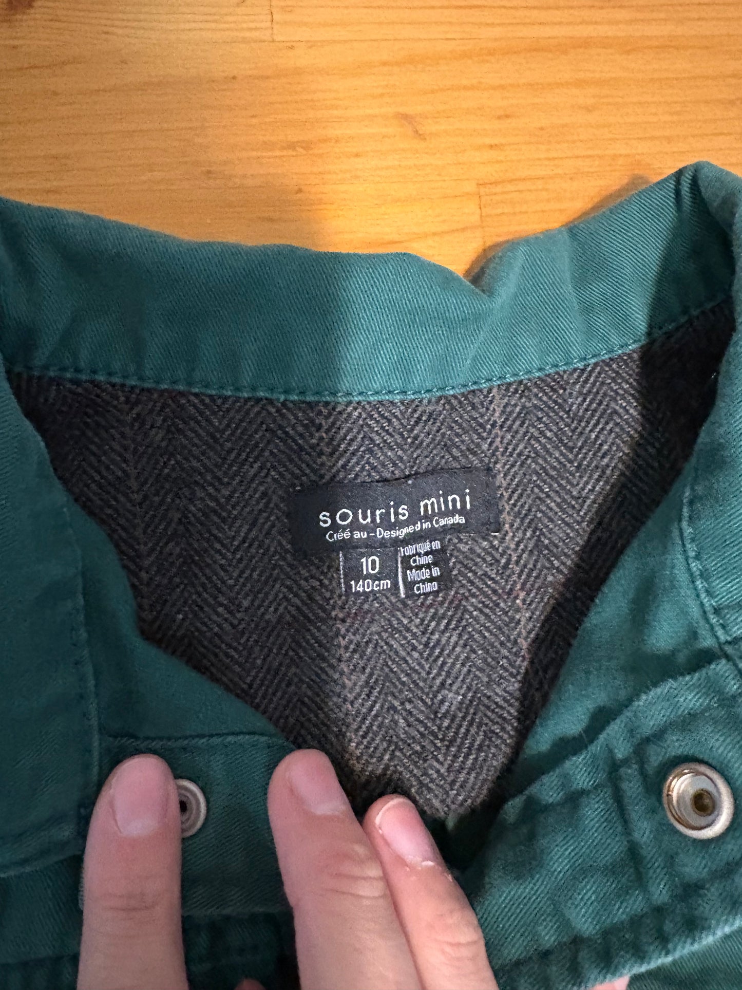 veste vert forêt jeans souris mini 10 ans