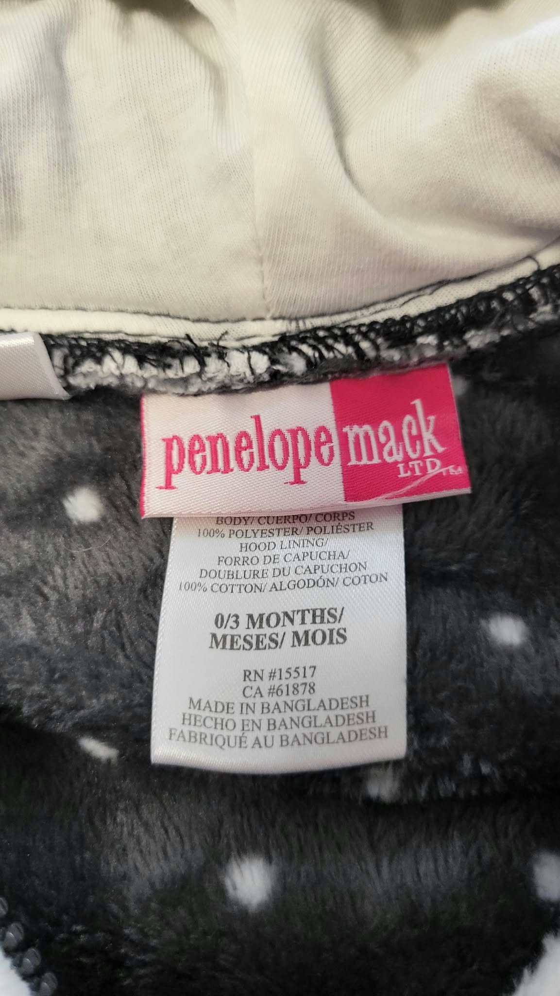 Pyjama chaudđ penelope mack 0-3 mois fait grand