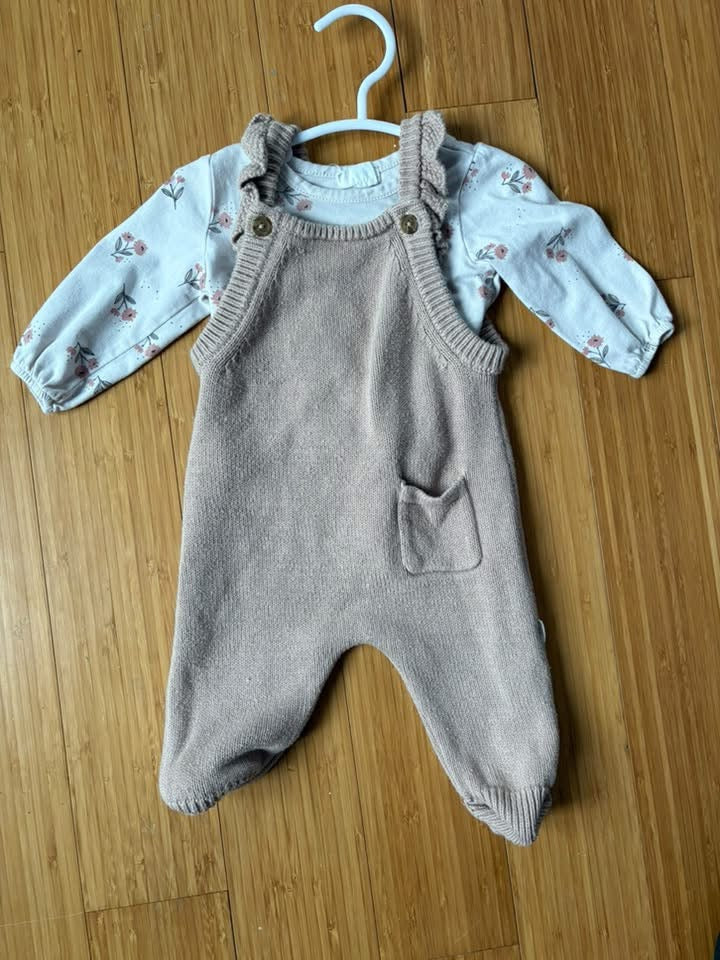 Ensemble salopette chandail petit lem 3 mois (cmb)