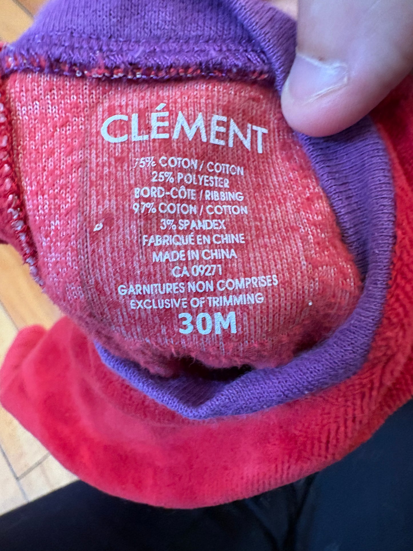 Chandail clement 24 mois