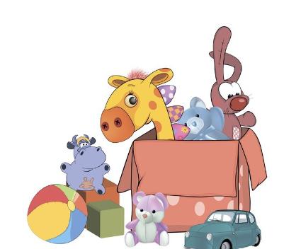 Jouets et peluches et livres pour enfants
