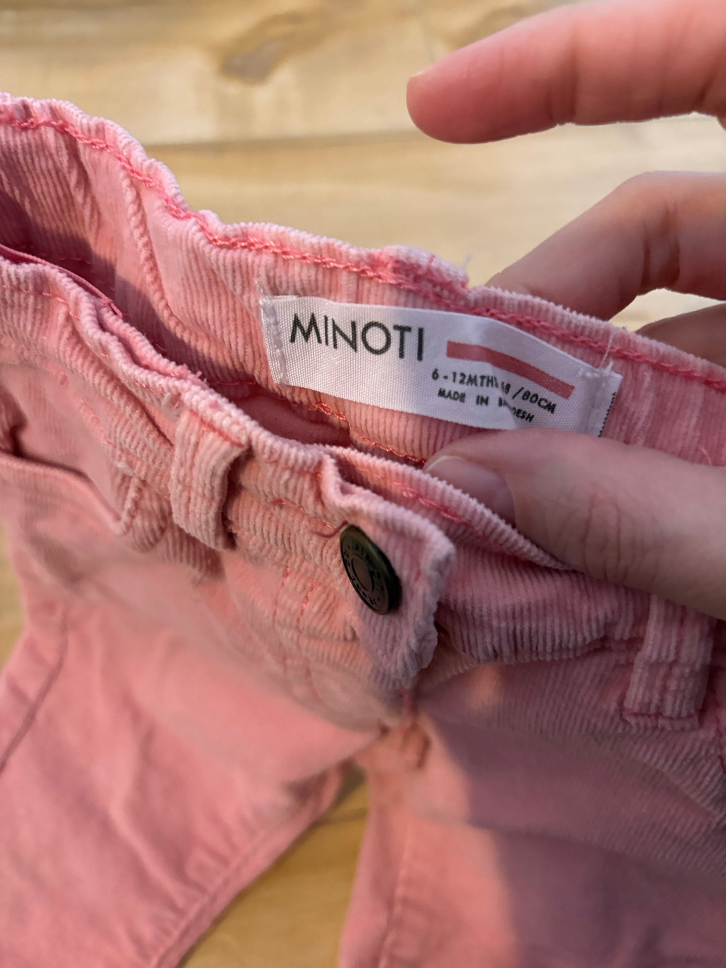 Pantalon minoti 9-12 mois velour ajustable