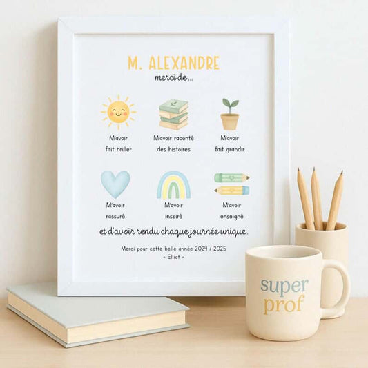 Affiche de remerciements « enseignant » 8x10