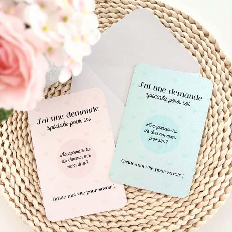 Carte à gratter Parrain/Marraine