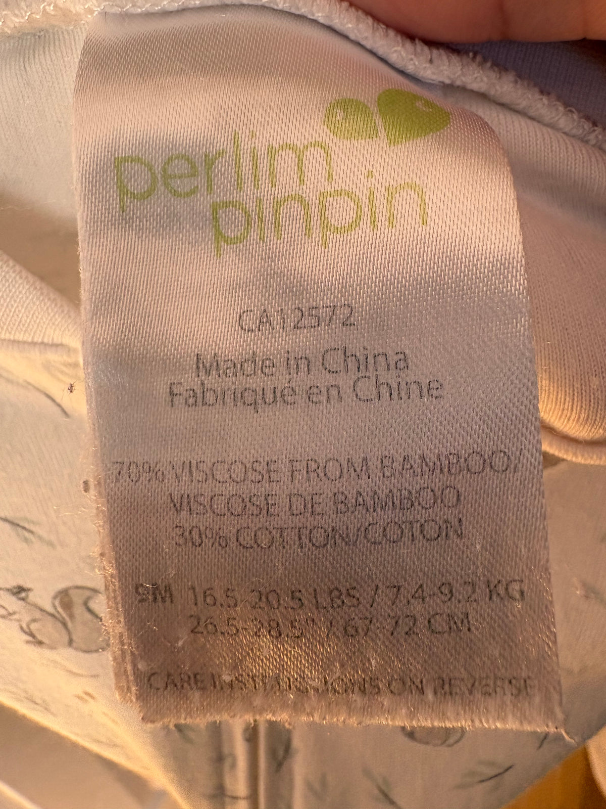 Pyjama perlimpinpin 9 mois (cmb)