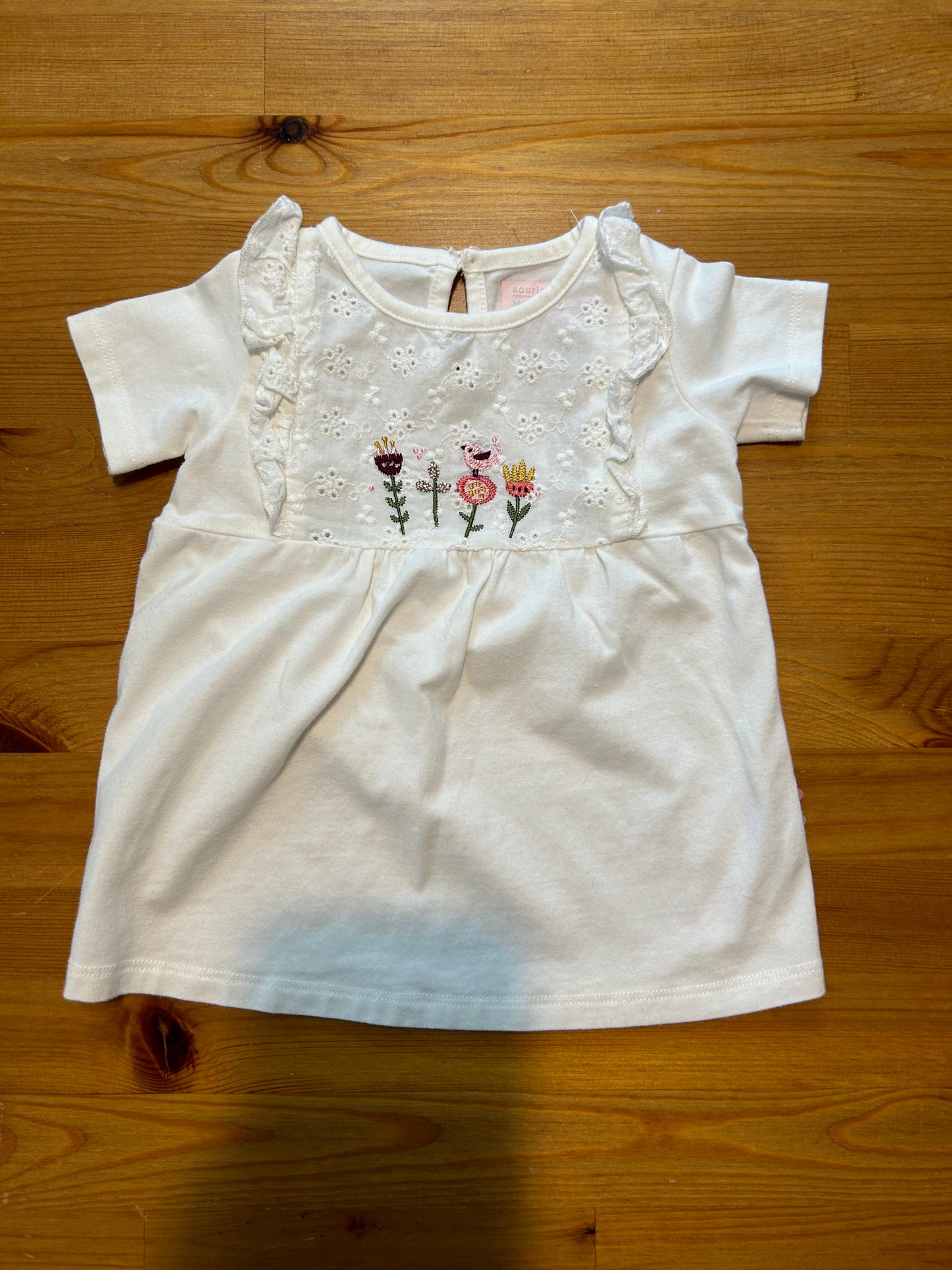 T-shirt long souris mini 6-9 mois