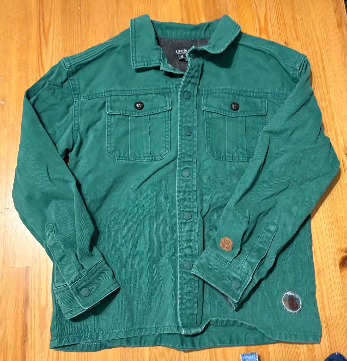 veste jeans vert forêt souris mini 10 ans