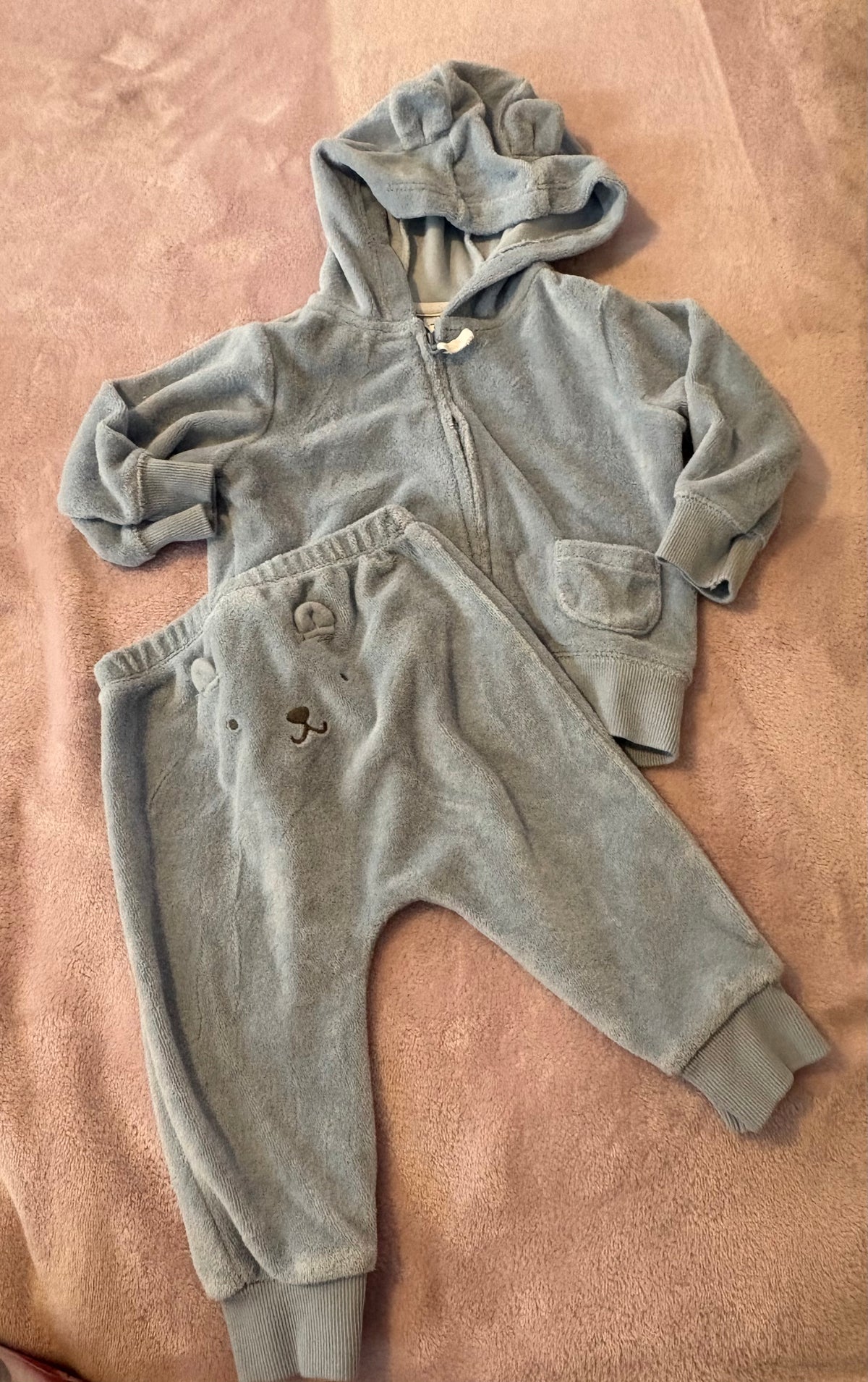 Ensemble en ratine carter’s 6 mois (bleu poudre)