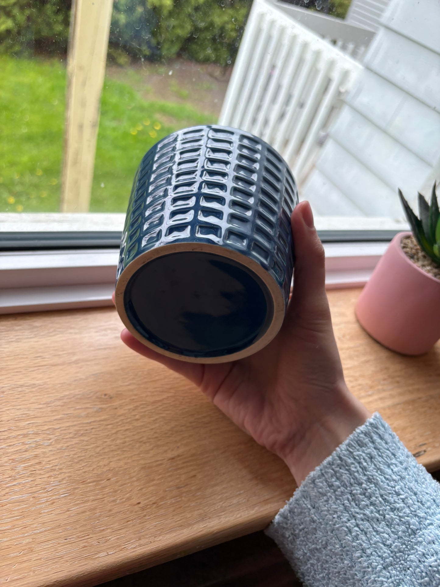 Petit pot céramique pour fleur bleu royal