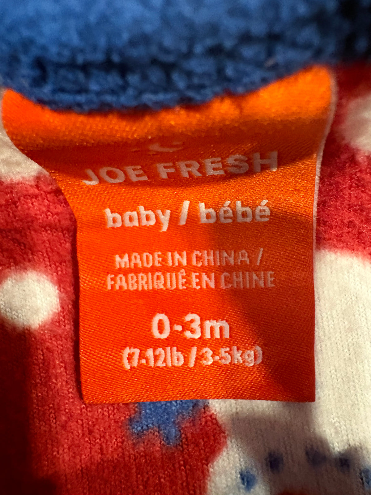 Pyjama Joe Fresh 0-3 mois (cmb)