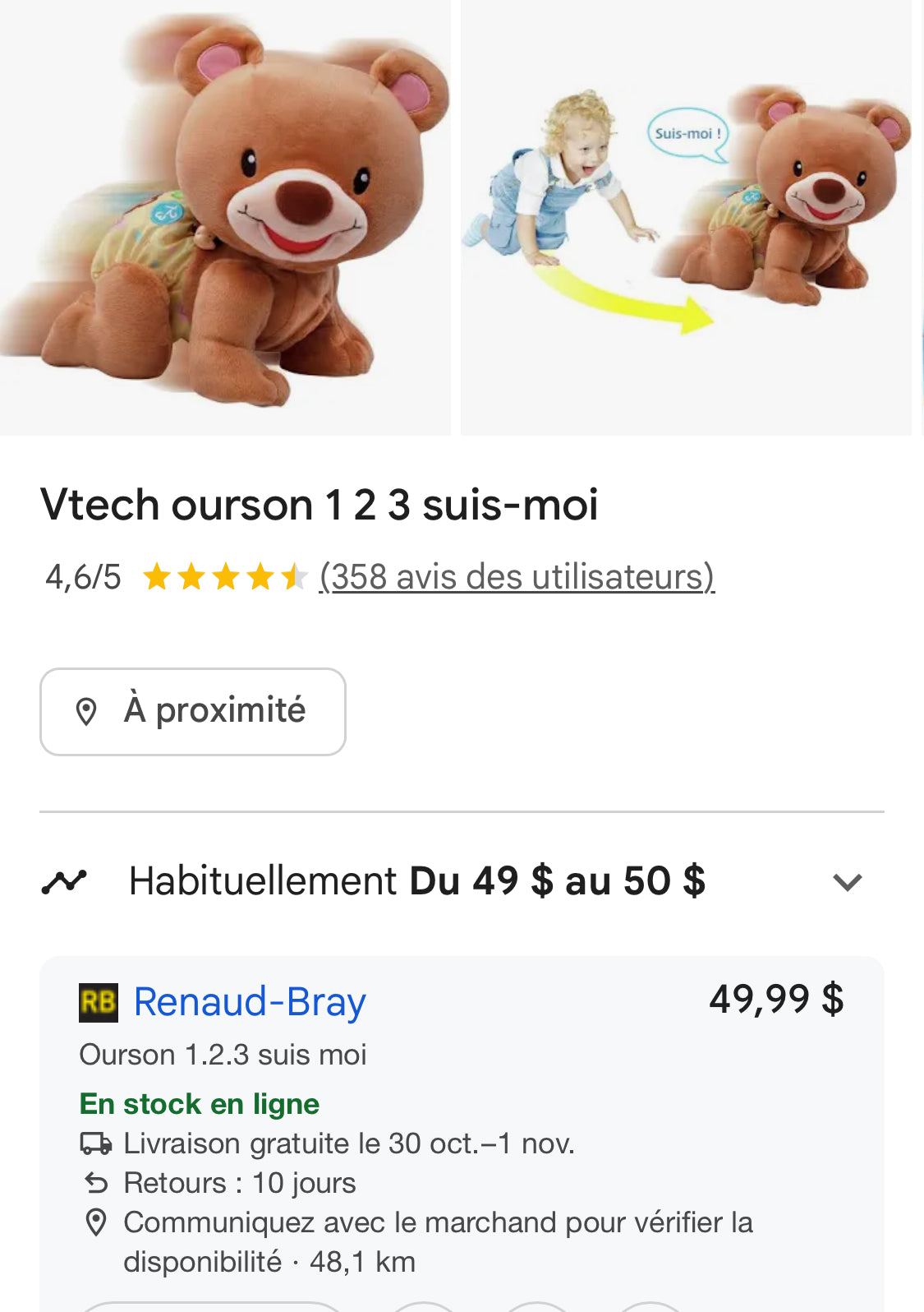 Peluche vtech fonctionnel