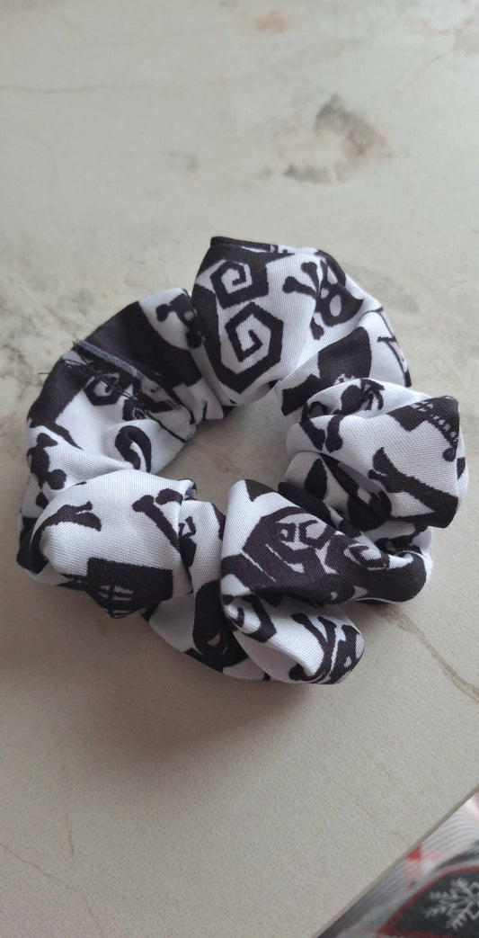 Chouchou blanc motif noir