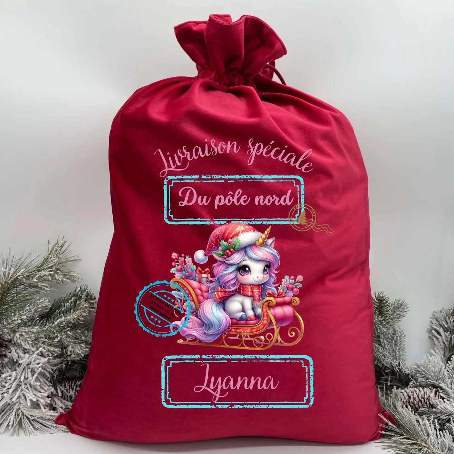 Poche en velour style licorne* personnalisable
