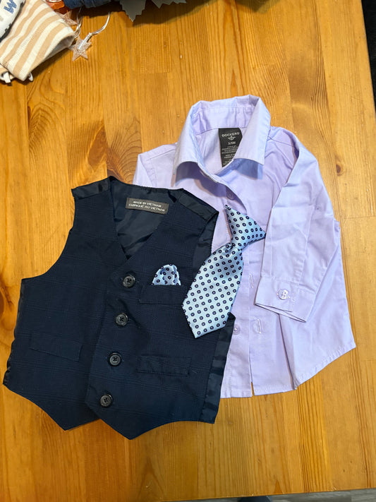Ensemble veston, gravate et chemise 3-6 mois