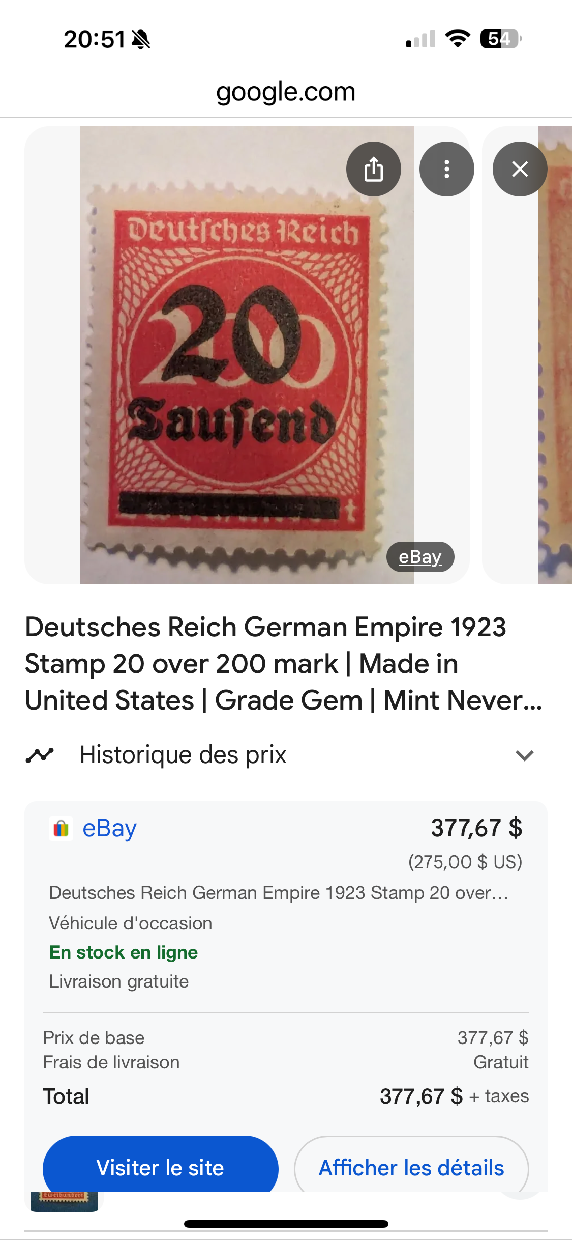 Collection de timbre valeur de 1000$ et plus