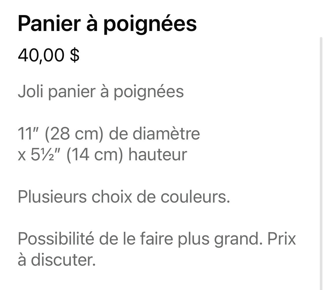Panier avec poignées info photo 2 *