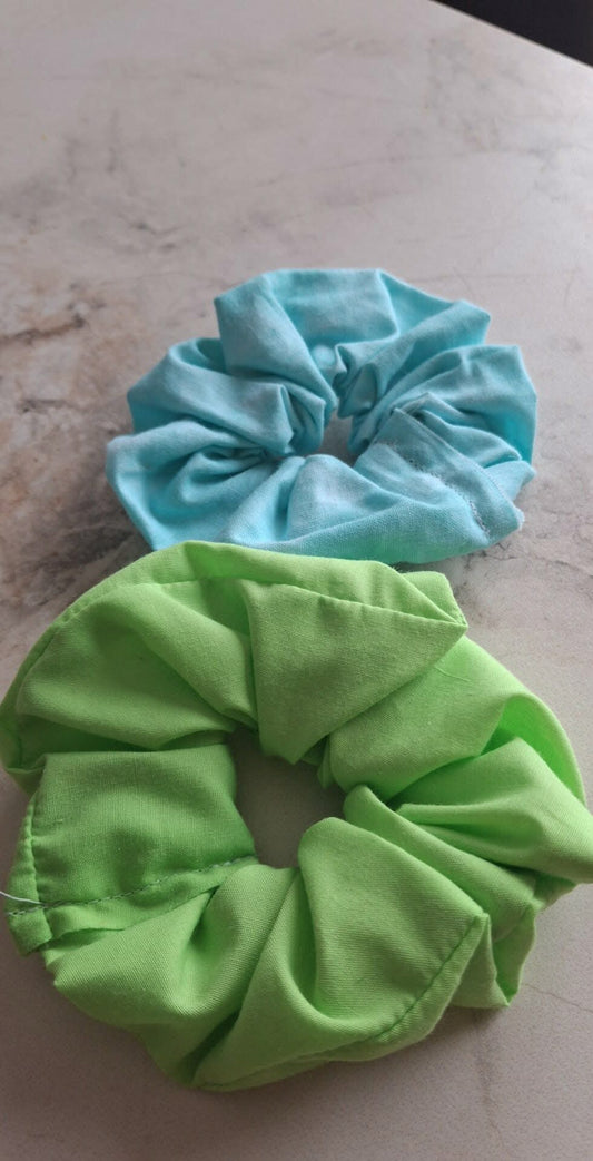 Ensemble chouchou vert et bleu