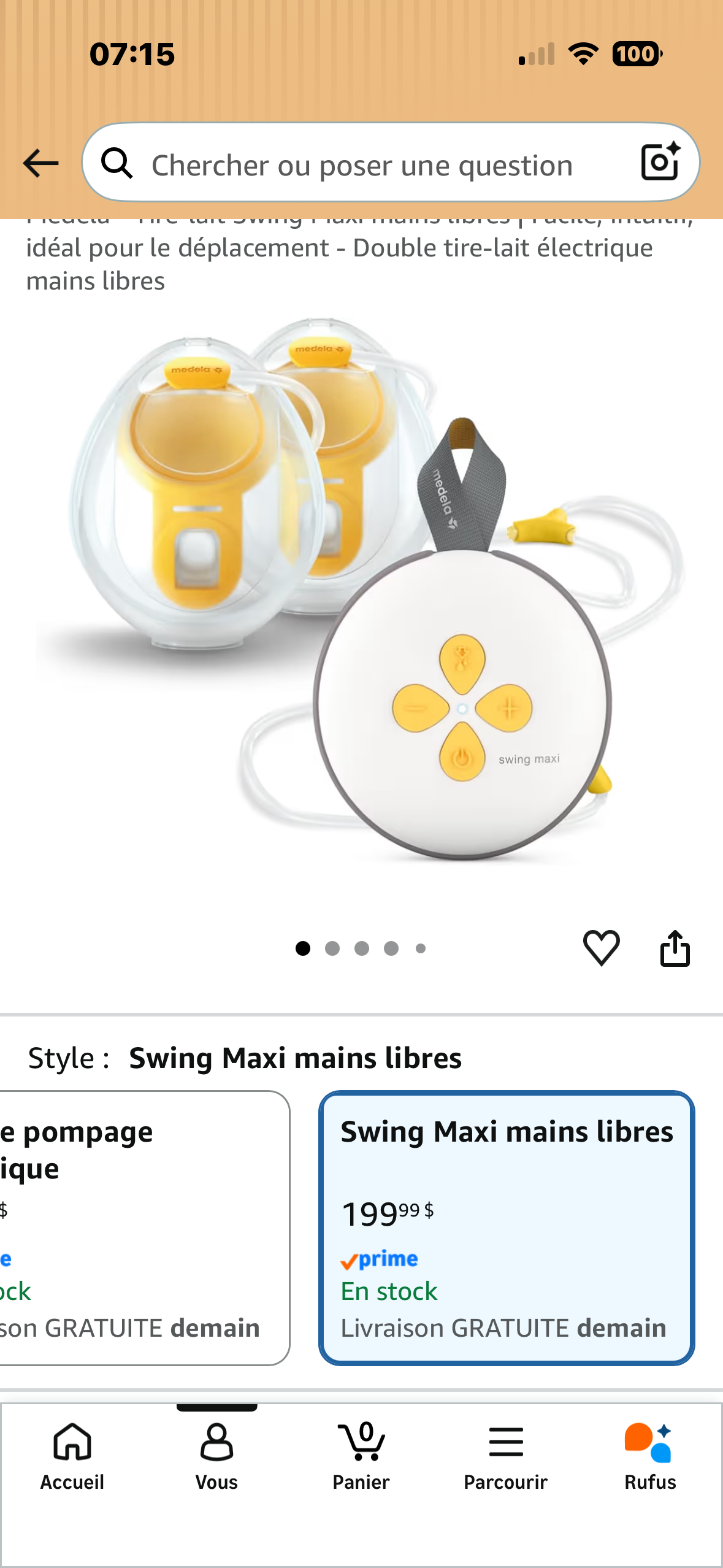 Tire lait medela presque pas servie allaitement exclusif finalement valeur de 200$ + tx (cmb)