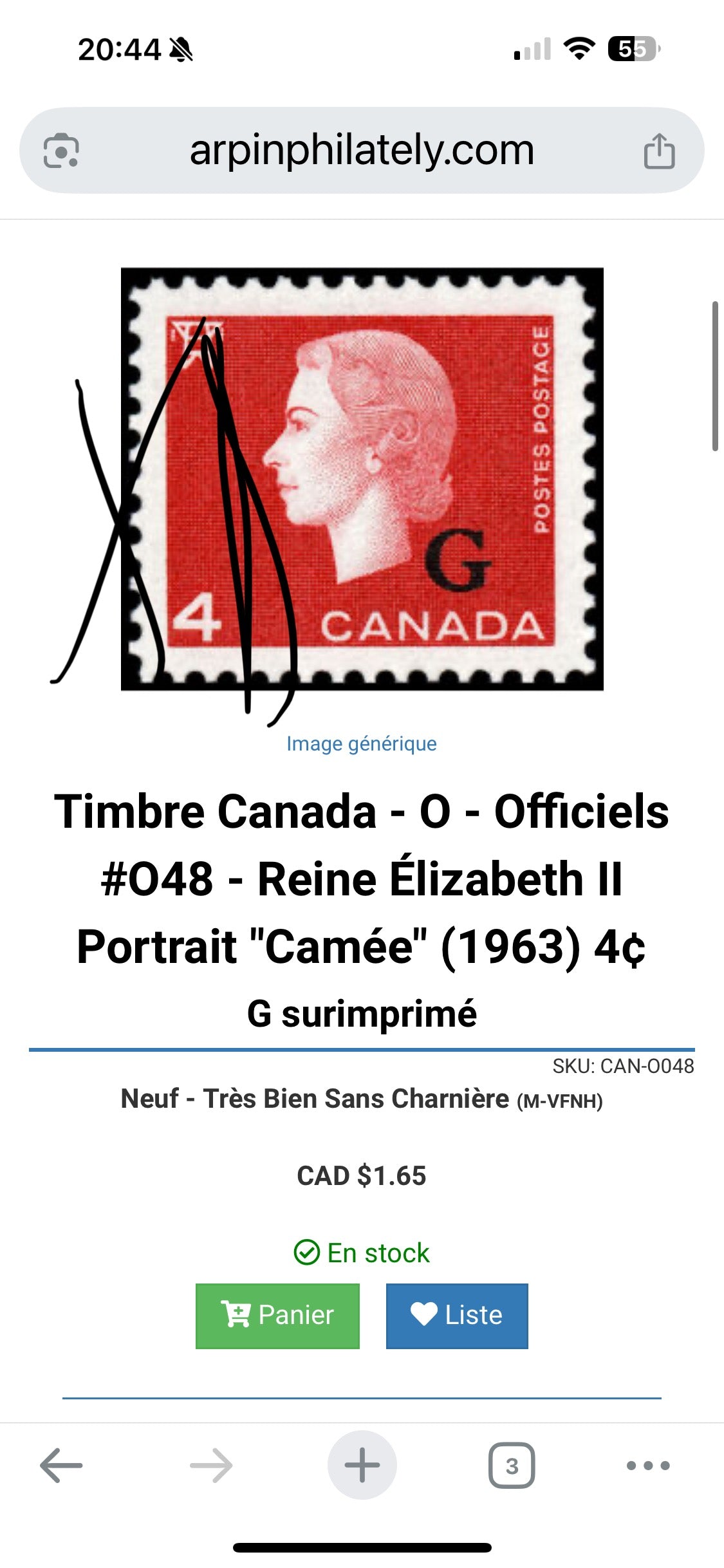 Collection de timbre valeur de 1000$ et plus