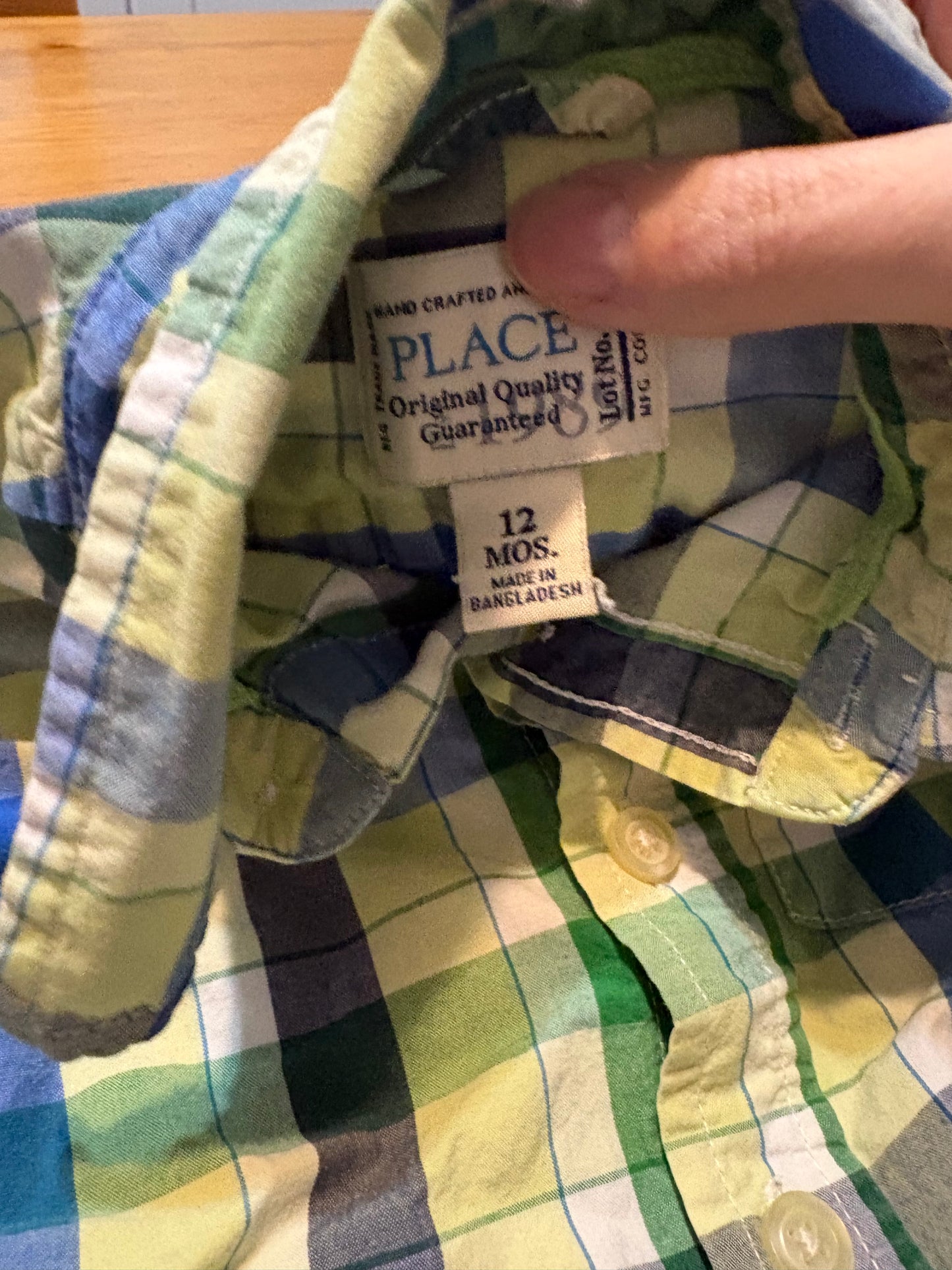 Chemise manche courte 12 mois place