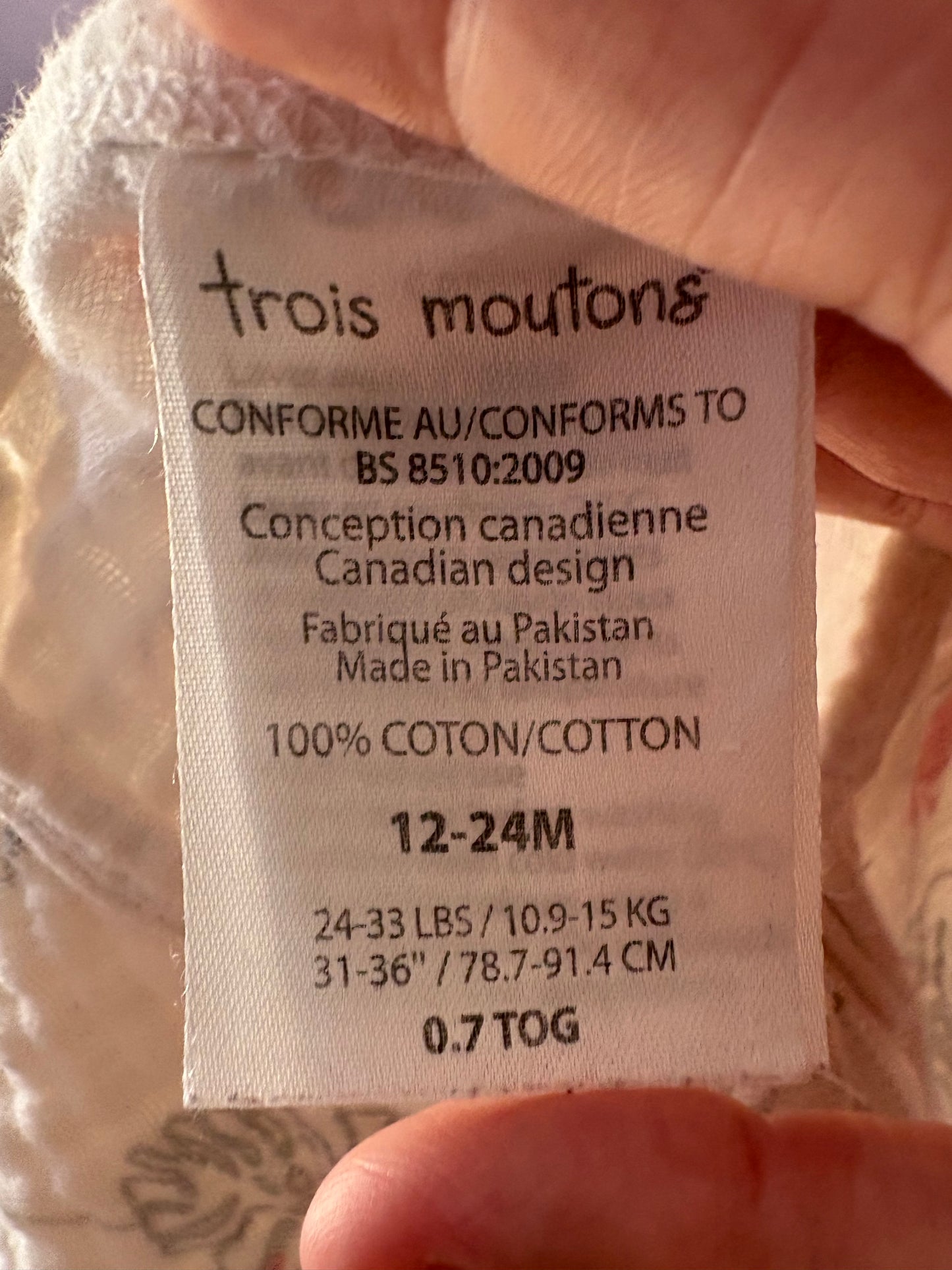 Dormeuse trois mouton 12-24 mois (cmb) 0,7 tog