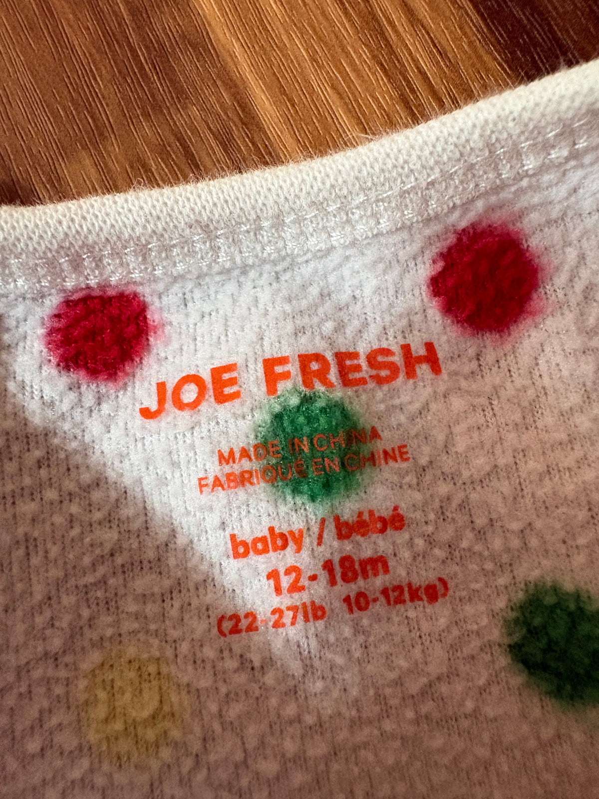 Pyjama Joe Fresh 12-18 mois (cmb)