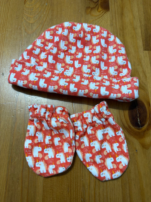 Ensemble bonnet mitaine nouveau-née